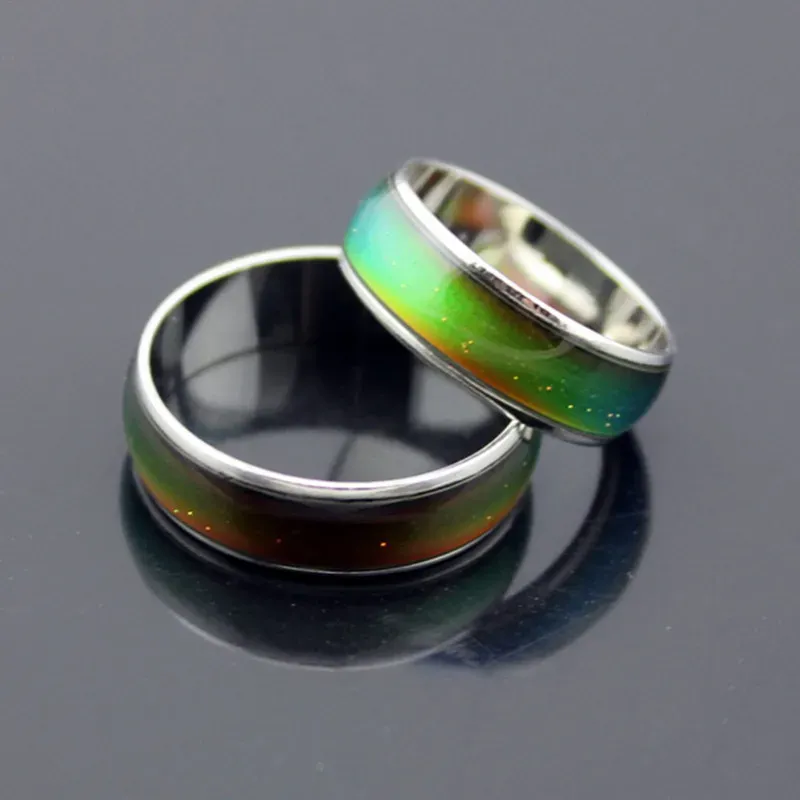 New Unisex 6mm Wide Simple Fashion Mood Sense Warm Color Changing Ring