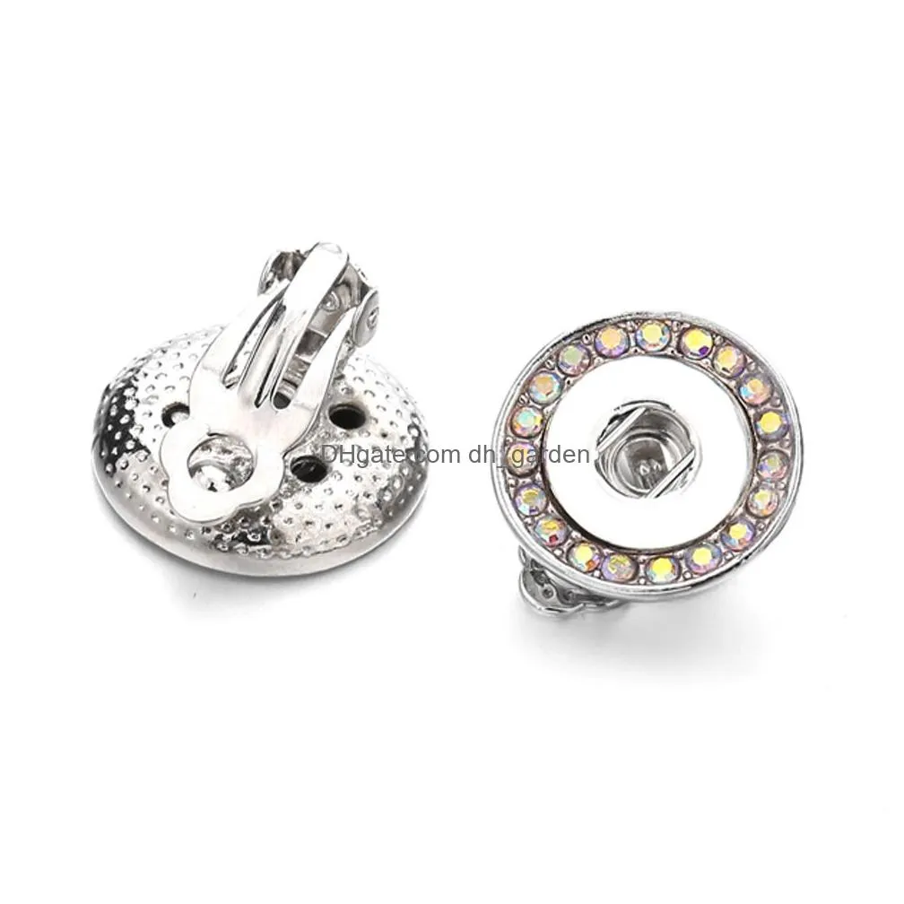 Stud Crystal 12Mm Snap Earrings Mini Button Earring For Women Snaps Jewelry Drop Delivery Dhgarden Dh1Bb