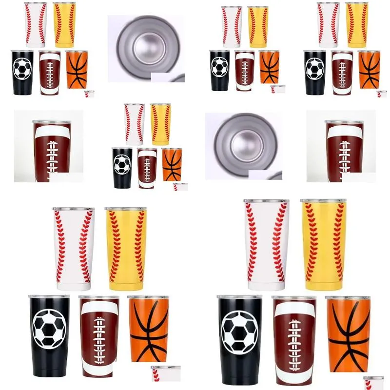 oz baseball tumbler softball basketball football stainless steel travel car beer cups vacuum insulated mugs fy