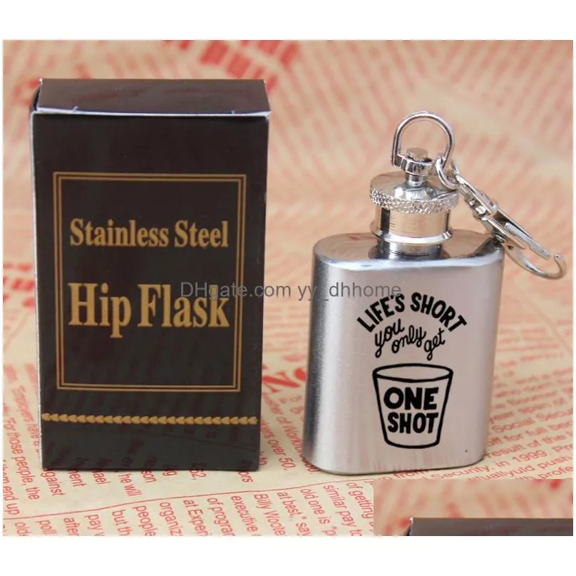 high quality 1oz 18/8 stainless steel mini hip flask with keychain personlized logo is available