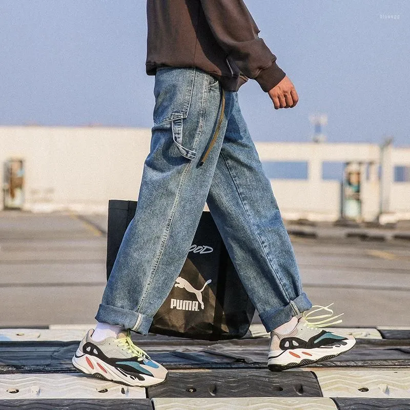 Men`s Jeans Oversized Wide Leg Men Solid Straight Long Denim Pants 2023 Spring Baggy Daddy Trousers Large Size Menswear Original B171