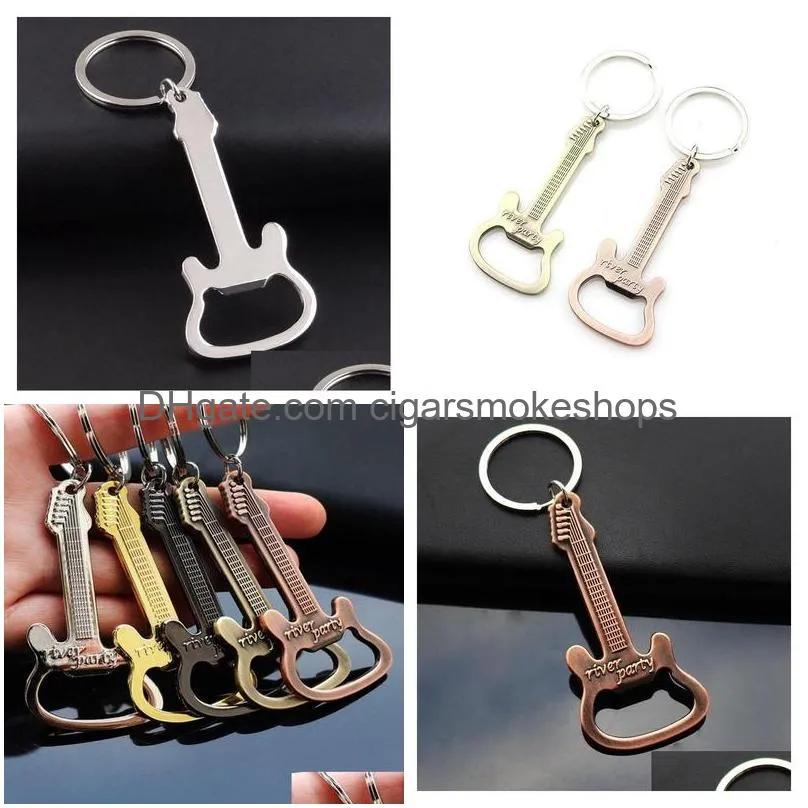 Openers Retro Guitar Opener Metal Keychain Mtifunction Creative Music Bar Gastropub Practical Gifts Pendant Party Gift Drop Delivery H Dhcwd