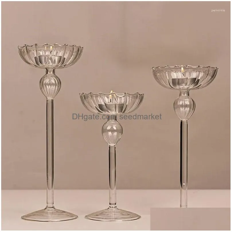 candle holders simple european style high feet striped candlelight dinner wedding props