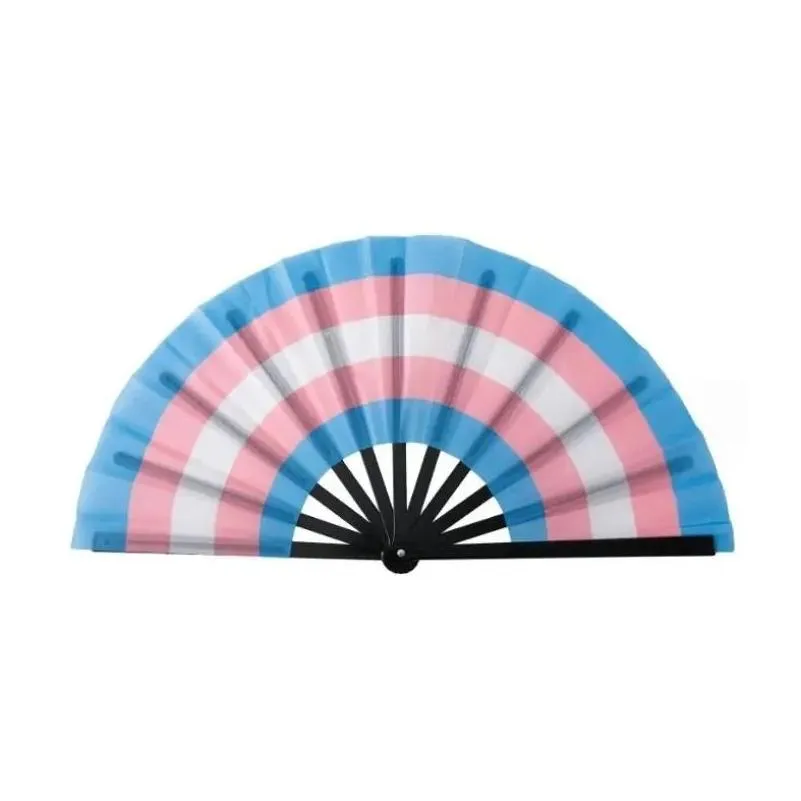 Party Favor Rainbow Folding Fans Lgbt Colorf Hand-Held Fan For Women Men Pride Decoration Music Festival Events Dance Rave Supplies Dr Dhm80