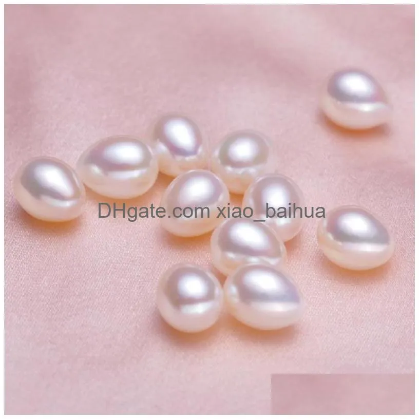 2017 new DIY elliptical high light Half a hole white pink purple Natural  water pearl 5-7mm loose beads of pearl wholesale