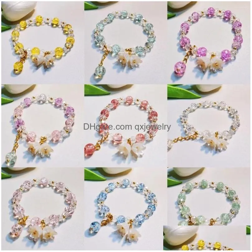 Beaded Strand Flower Decor Bracelet Lily Of Valley For Women Adjustable Chain Wrap Cuff Handmade Colorf Jewelry Drop Delivery Bracele Dhpkp