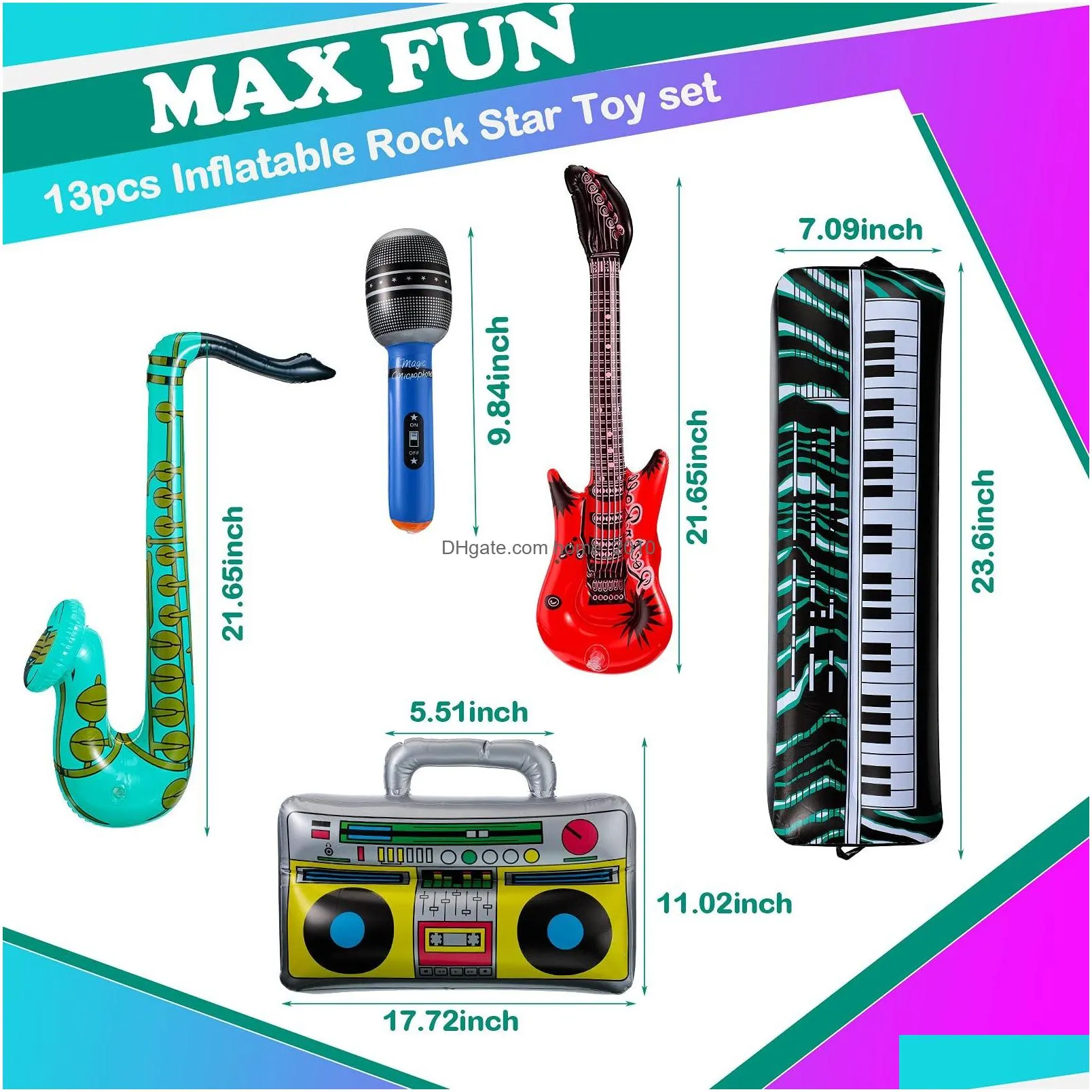 other event party supplies 13 pieceslot inflatable rock star toy set 1 radio 4 guitar 6 microphones saxophone keyboard piano