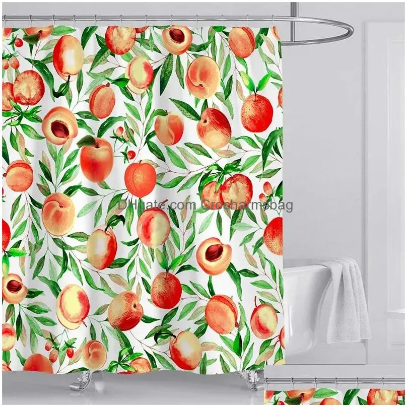 Other Housekeeping & Organization Curtains Fruit Showers Curtain Liner Peach Lemon Stberry Orange Papaya Print Fabric Shower Cute Brig Dhyfn