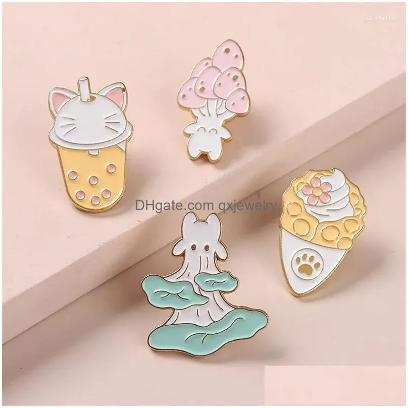 Pins, Brooches Mushroom Enamel Pins Plant Lapel Metal Badge For Backpack Hat Bags Accessories Jewelry Gift Friends Wholesale Drop Del Dh0Ns