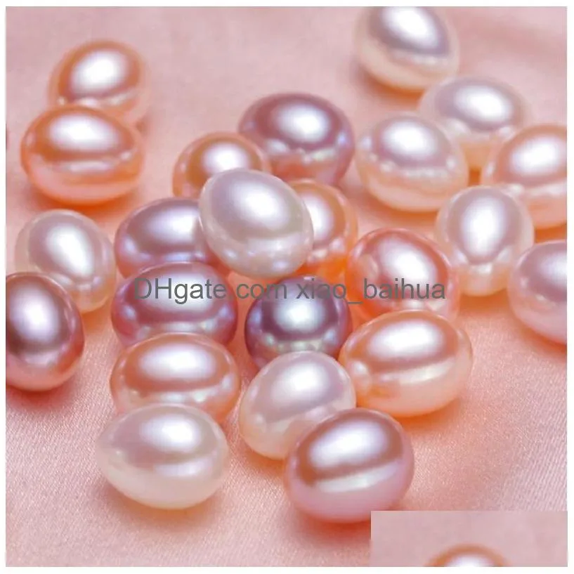 2017 new DIY elliptical high light Half a hole white pink purple Natural  water pearl 5-7mm loose beads of pearl wholesale