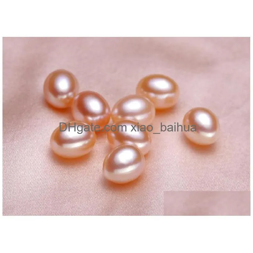 2017 new DIY elliptical high light Half a hole white pink purple Natural  water pearl 5-7mm loose beads of pearl wholesale