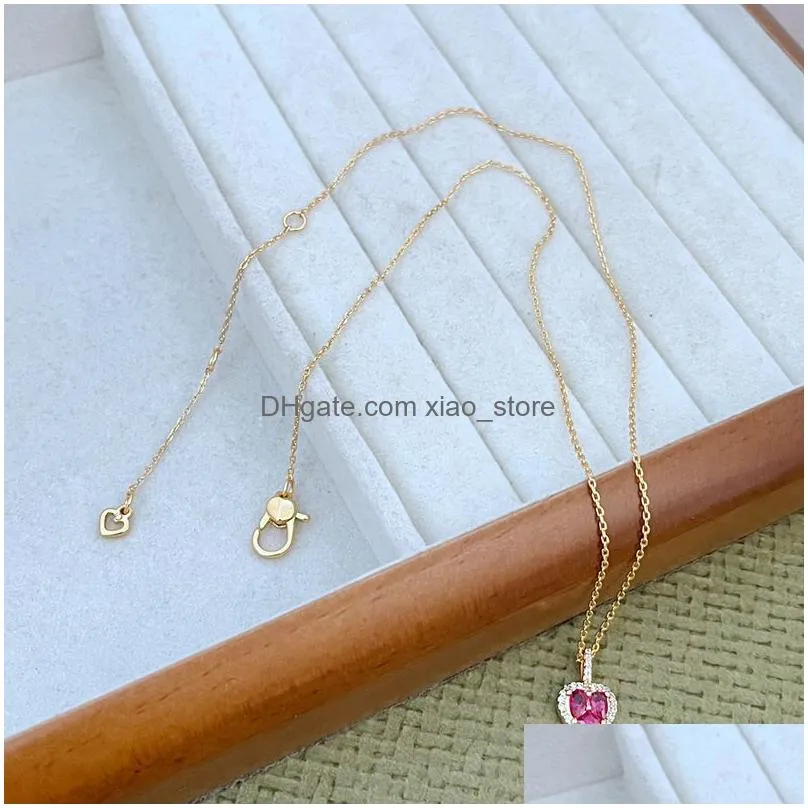 2024 fashion luxury love heart designer earrings necklaces set jewelry for women 18k gold rose pink stone diamond cz zircon drop ks brand earring choker