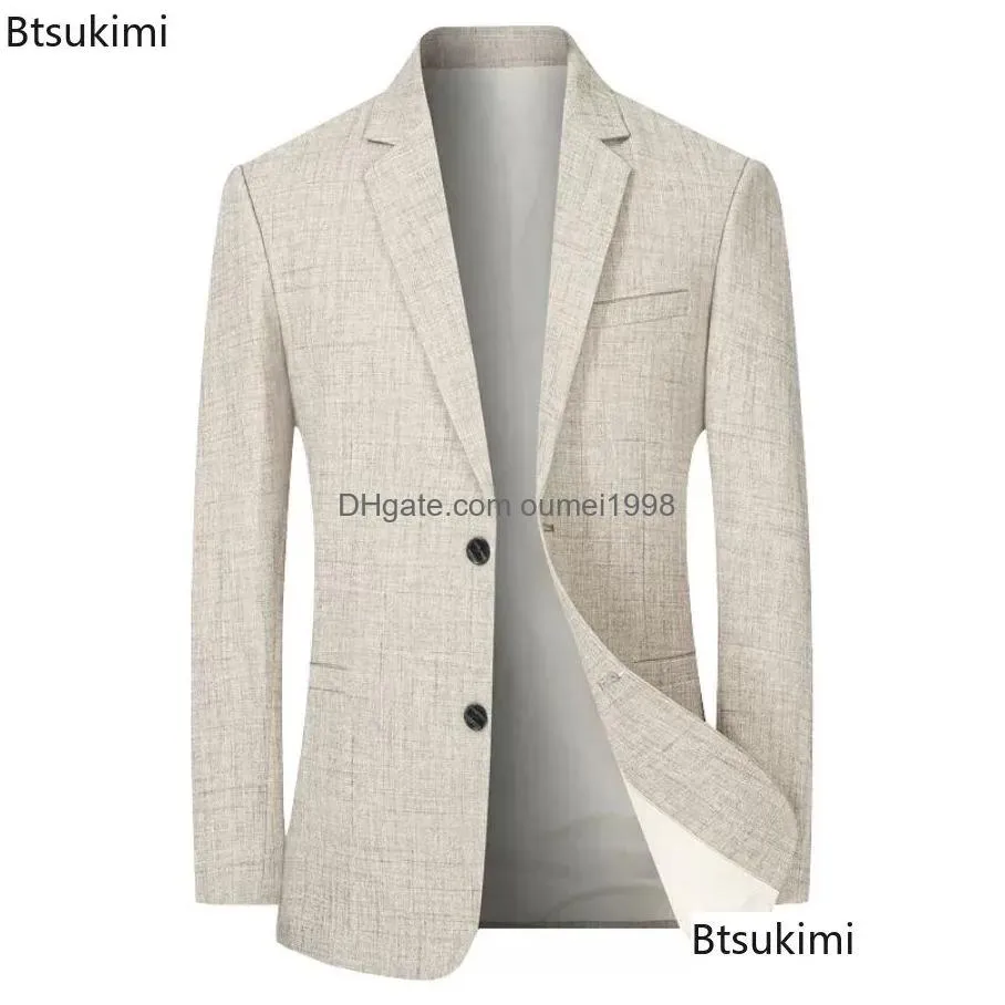 Men`S Suits & Blazers 2024 Mens Suit Jacket Casual Busin Slim Fitting Bazers Men Solid Minimalist Job Clothing Wedding Male 02Pj Drop Dhdrq