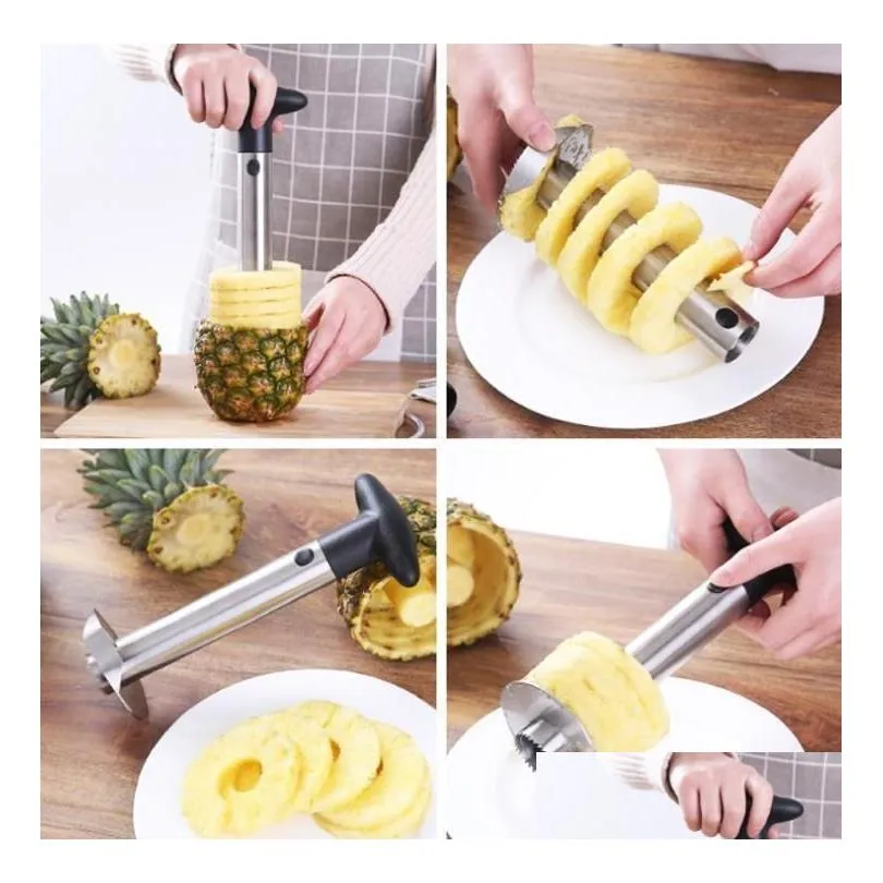 fruit tools stainless steel pineapple peeler cutter slicer corer peel core knife gadget kitchen supplies
