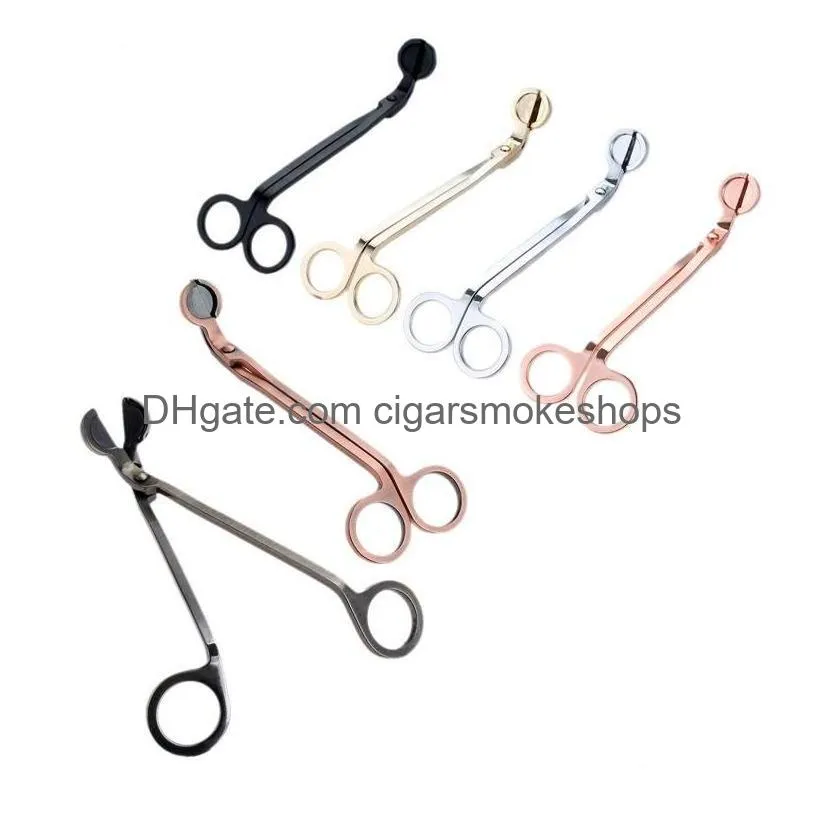 Scissors Candle Wick Trimmer Stainless Steel Trim Cutter Snuffer Round Head 18Cm Black Rose Gold Sier Red Bronze Drop Delivery Home Ga Dhlcy