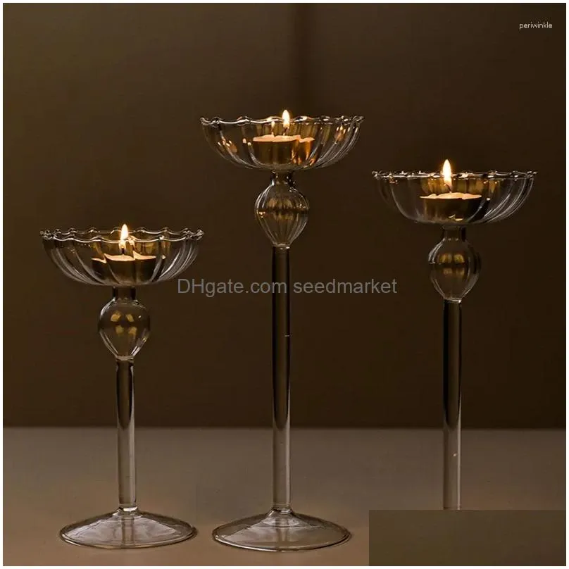 candle holders simple european style high feet striped candlelight dinner wedding props