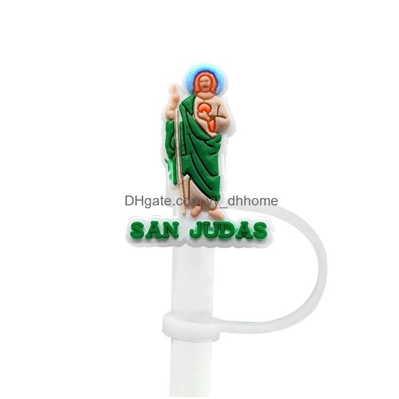 custom religion soft silicone straw toppers accessories cover charms reusable splash proof drinking dust plug decorative 8mm straw party
