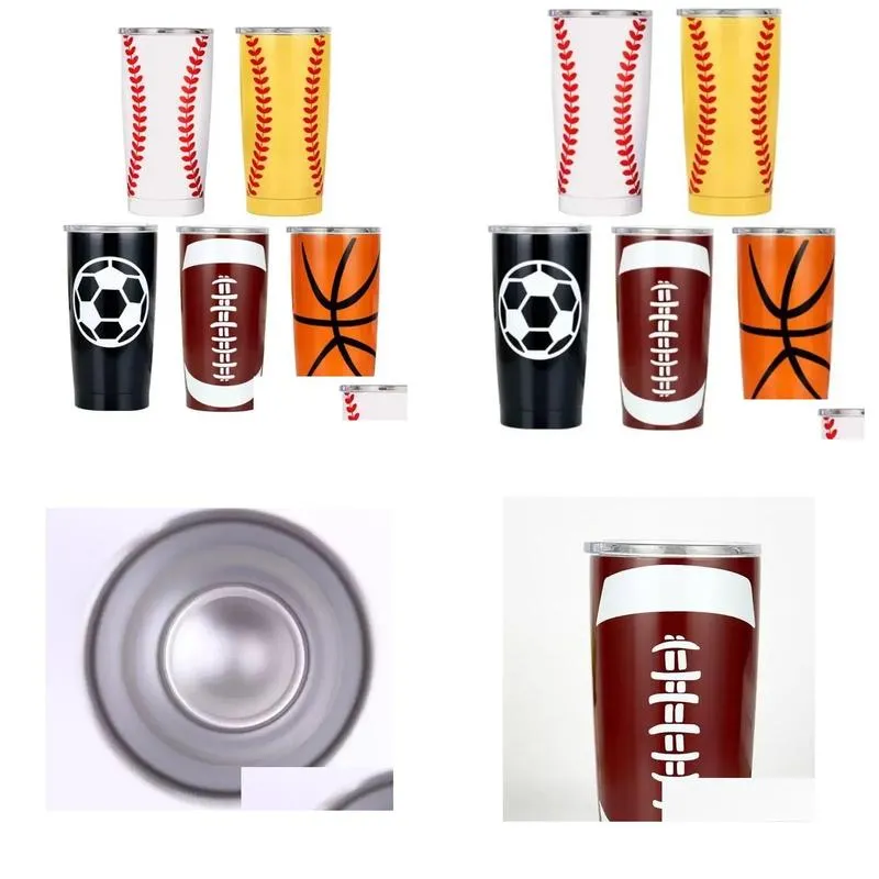 oz baseball tumbler softball basketball football stainless steel travel car beer cups vacuum insulated mugs fy