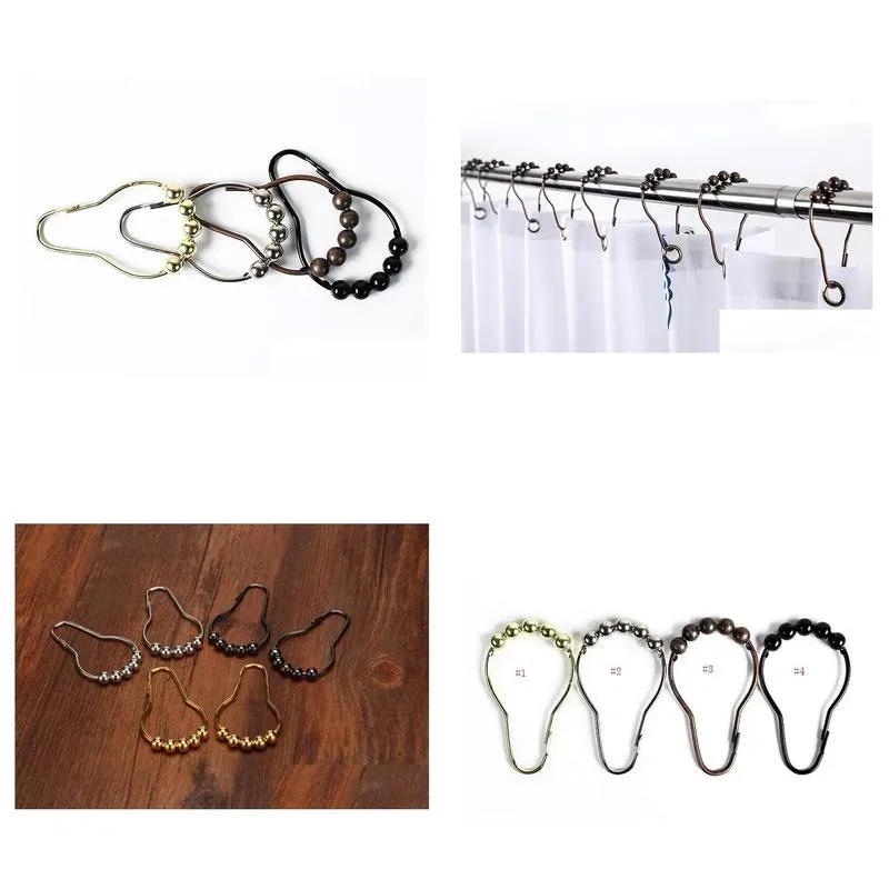 Shower Curtains Curtain Rings Hooks Metal Bathroom Clip Easy Glide Polished Home Drop Delivery Garden Bath Accessories Dhhfd