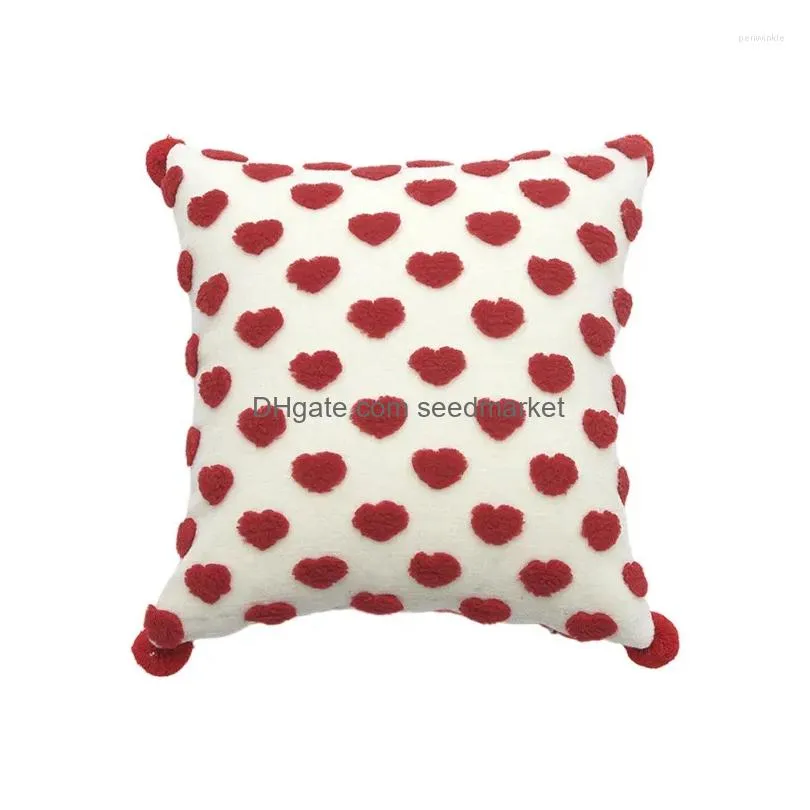 pillow red three-dimensional love heart cover embroidery pattern 45x45cm decorative pillowcase for sofa housse de coussin