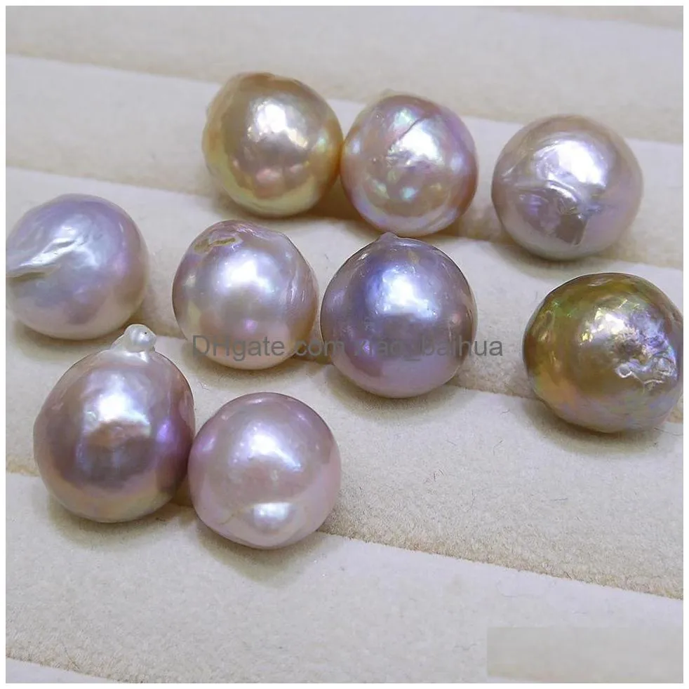 2018 new DIY beads Unusual yellow purple Baroque Edison Natural big pearl 9-12mm loose beads of pearl accessories wholesale Free