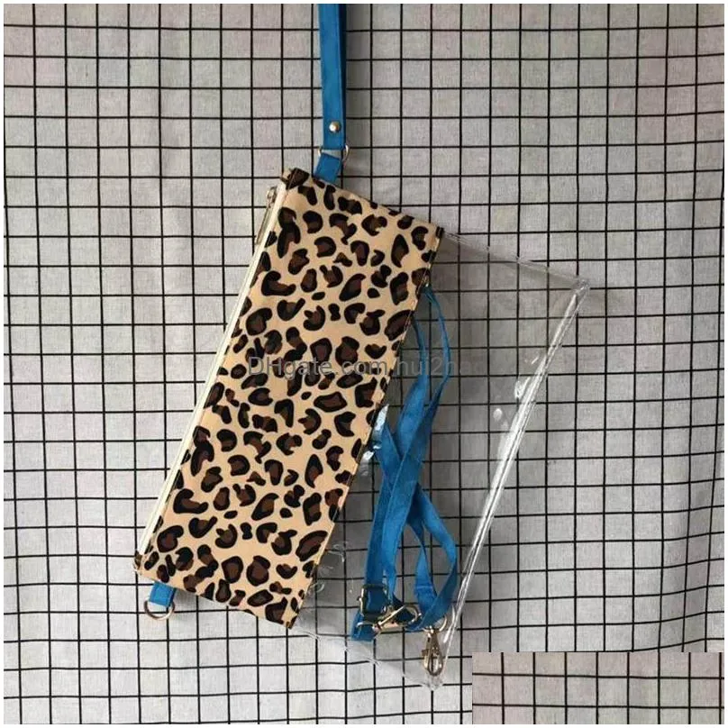 Storage Bags Women Leopard Shoder Pvc Bag Portable Transparent Waterproof Crossbody Purse Grid Leopards Grain Handbag Drop Delivery Dhil9
