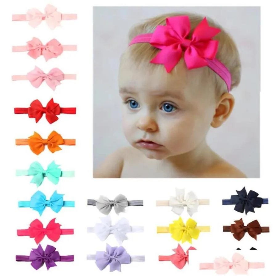 Cute Bow Tie Headband Hair band DIY Handmade Grosgrain Ribbon Elastic Hairband Baby Kids Hair Accessories 30 Colors