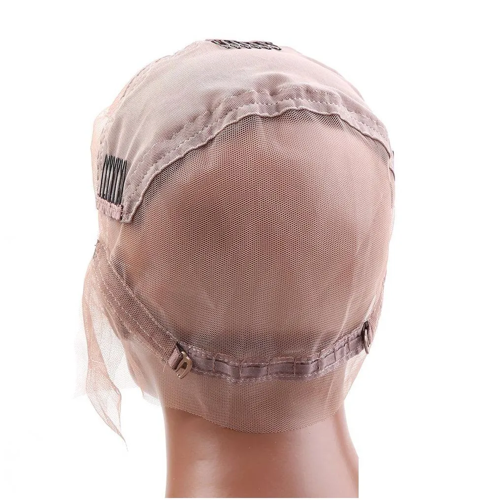Bella Hair Glueless Full Lace Wig Cap for Making Wigs with Adjustable Straps and Combs S M L