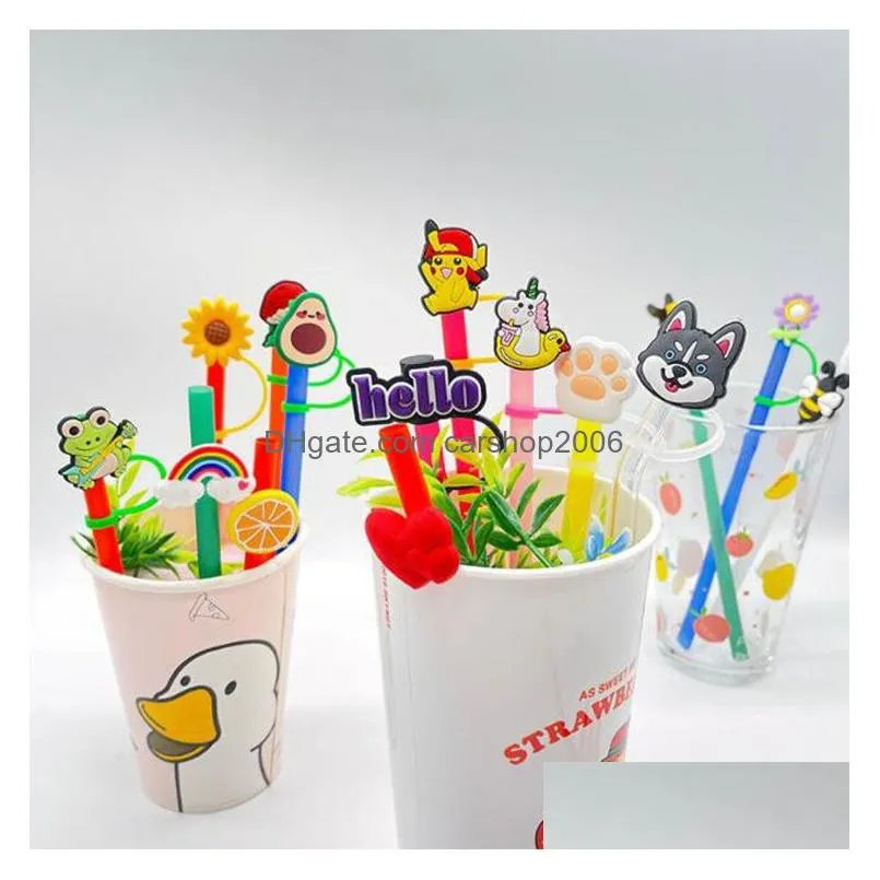 straws decoration accessories silicone straw tips charms cover cap straw toppers dust plug tool