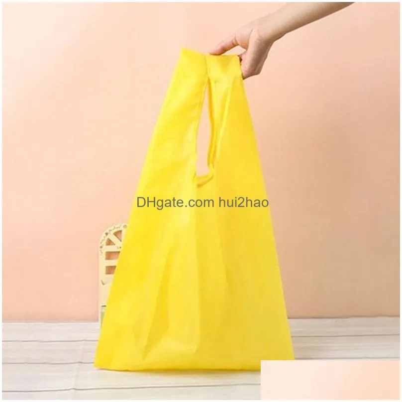 Storage Bags Eco Friendly Handbag Foldable Usable Shop Reusable Portable Grocery Nylon Large Bag Pure Drop Delivery Home Garden Hous Dhbqz