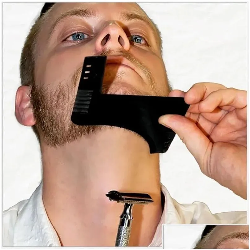 1PC Men Beard Styling Template Stencil Beard Comb for Men Lightweight and Flexible Fits All-In-One Tool Beard Shaping Tool