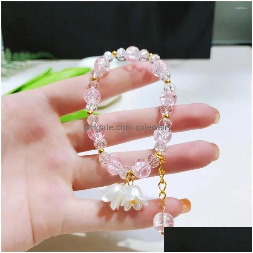 Beaded Strand Flower Decor Bracelet Lily Of Valley For Women Adjustable Chain Wrap Cuff Handmade Colorf Jewelry Drop Delivery Bracele Dhpkp