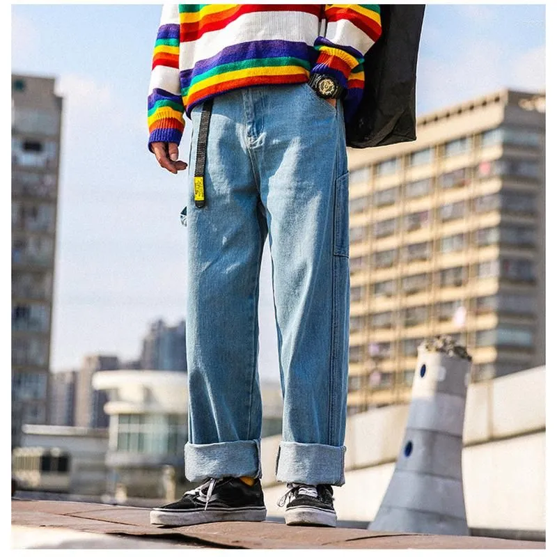 Men`s Jeans Oversized Wide Leg Men Solid Straight Long Denim Pants 2023 Spring Baggy Daddy Trousers Large Size Menswear Original B171