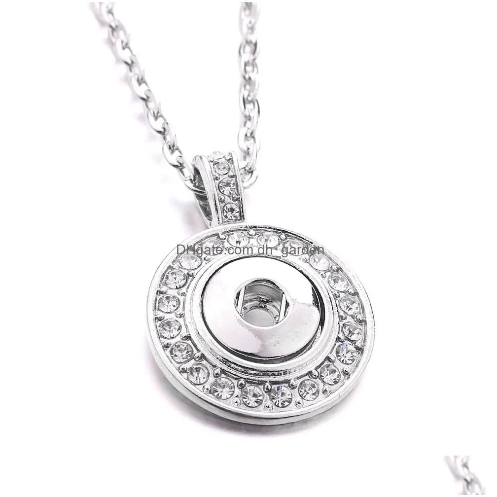 Pendant Necklaces Vintage Metal 12Mm Snap Button Necklace Fit Heart Moon Sun Buttons Jewelry Drop Delivery Pendants Dhgarden Dhvpn
