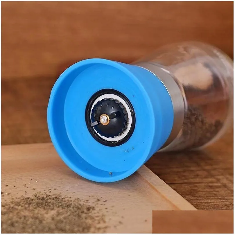 Mills Kitchen Tools Pepper Grinder Mill Glass Round Bottle Salt Herb Spice Hand Manual Cooking Bbq Seasoning Drop Delivery Home Garden Dhzcp