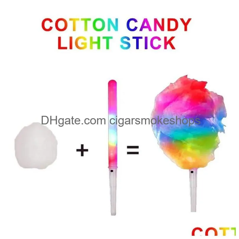 Party Decoration Non Disposable Food Grade Light Cotton Candy Cones Colorf Glowing Luminous Marshmallow Sticks Flashing Key Christmas Dhydm
