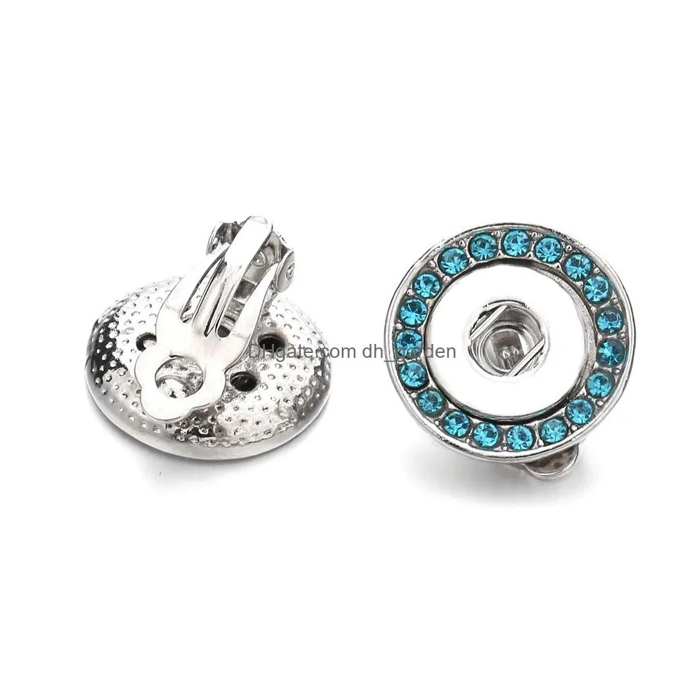 Stud Crystal 12Mm Snap Earrings Mini Button Earring For Women Snaps Jewelry Drop Delivery Dhgarden Dh1Bb