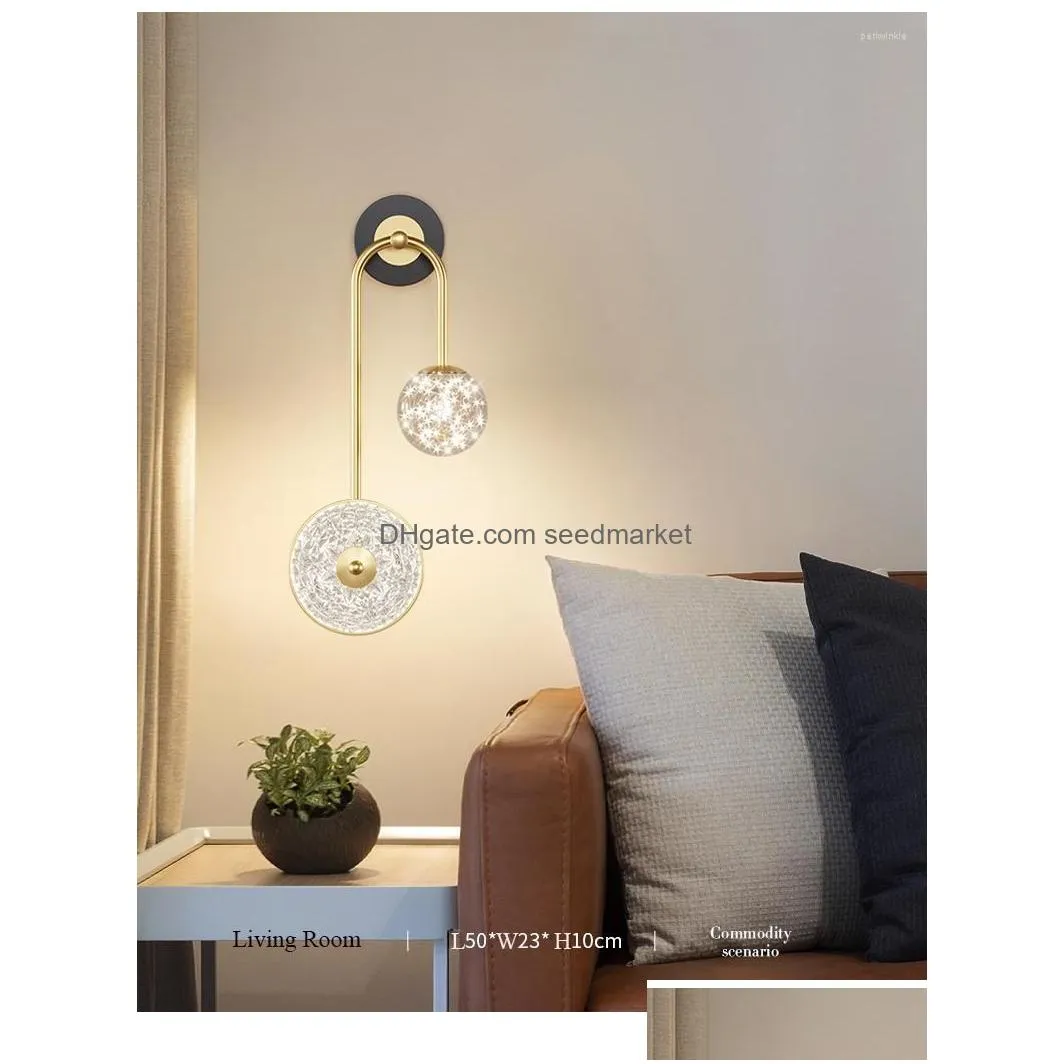 wall lamp modern bedroom bedside decoration living room sconce with switch knob dimming light led for home