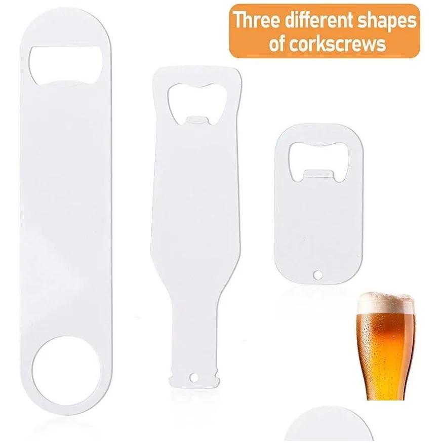Openers Diy Sublimation Opener Blank White Sier Beer Bottle Heat Transfer Printing Corkscrew Gift For Christmas Drop Delivery Home Gar Dhhyi