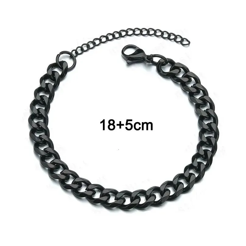 Chain Hiphot Stainless Steel Curb Cuban Bracelet Men Simple Gold Color Men`s Unisex Wrist Jewelry Bangle Gift 231016