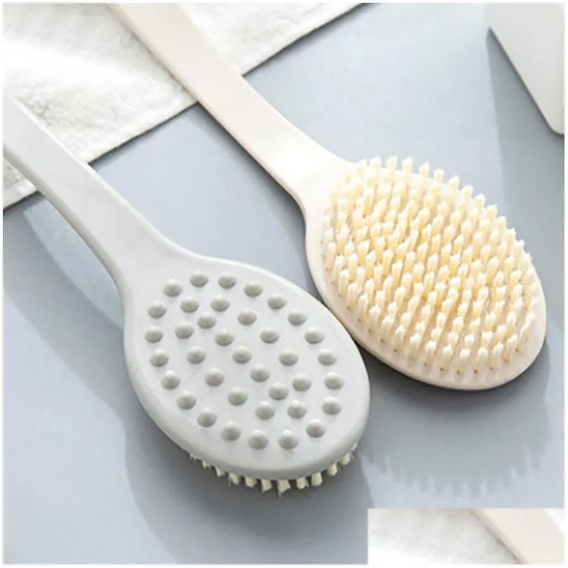 Bath Brushes, Sponges & Scrubbers Brush Back Body Shower Sponge Scrubber Brushes With Handle Exfoliating Scrub Skin Masr Exfoliation B Dhumy