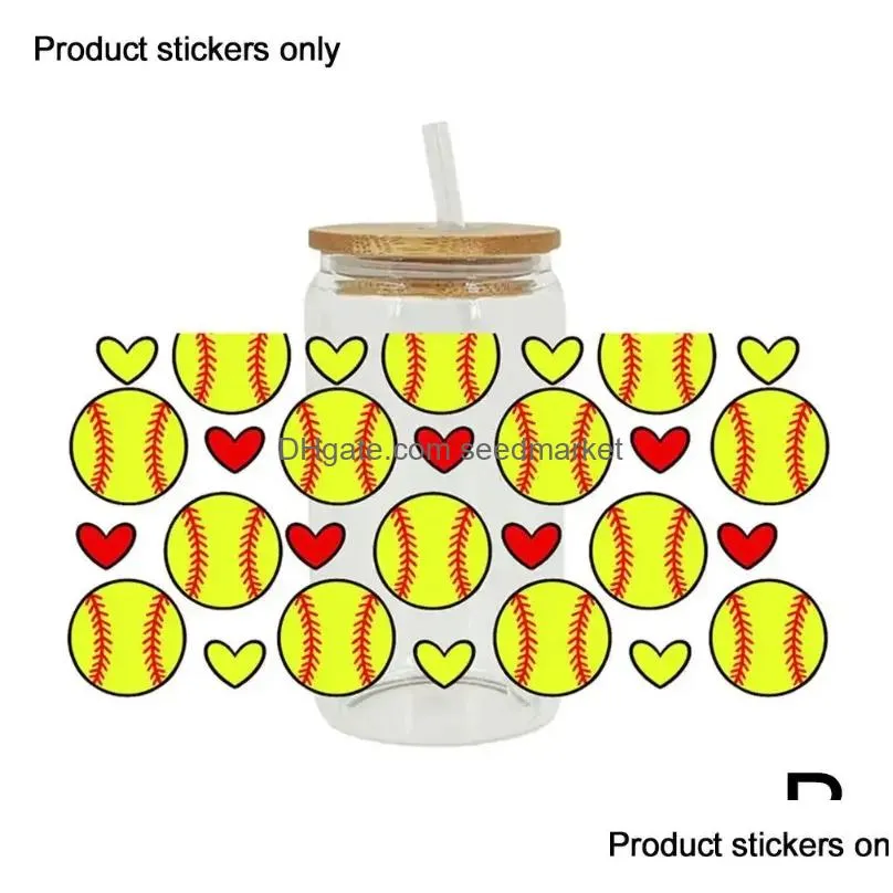 window stickers ball print uv dtf transfers 16oz cup wrap for diy glass waterproof oil-resistant tear-resistant football sticker m3c4