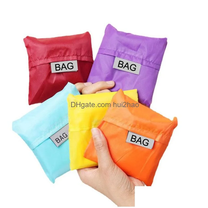 Storage Bags Eco Friendly Handbag Foldable Usable Shop Reusable Portable Grocery Nylon Large Bag Pure Drop Delivery Home Garden Hous Dhbqz