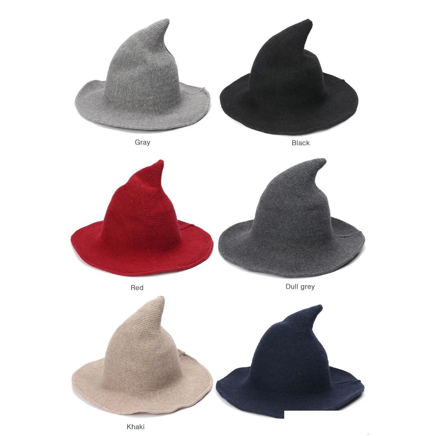 Party Hats Halloween Witch Diversified Along The Sheep Wool Cap Knitting Fisherman Hat Female Fashion Pointed Basin Bucket Fy4892 Drop Dhnco