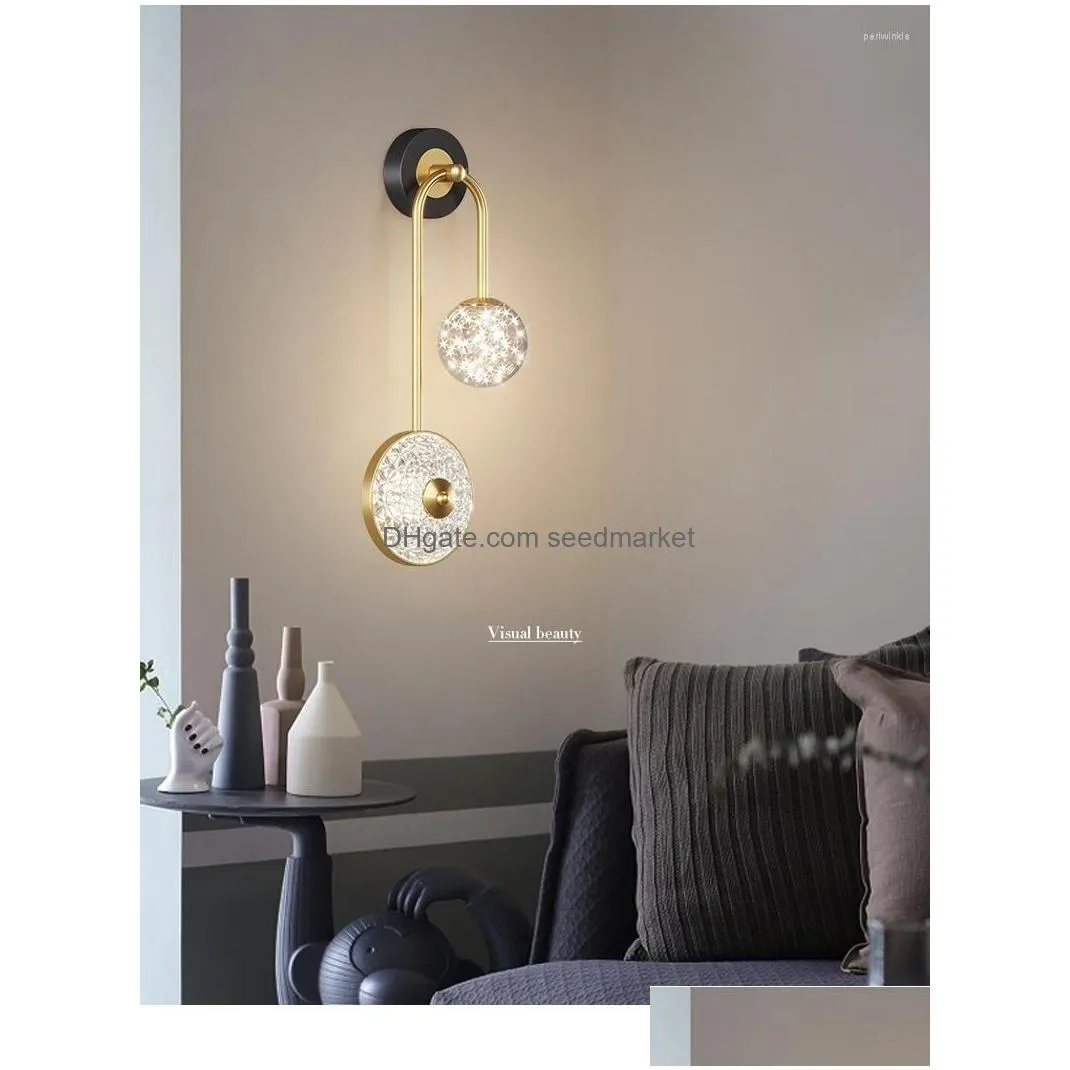 wall lamp modern bedroom bedside decoration living room sconce with switch knob dimming light led for home