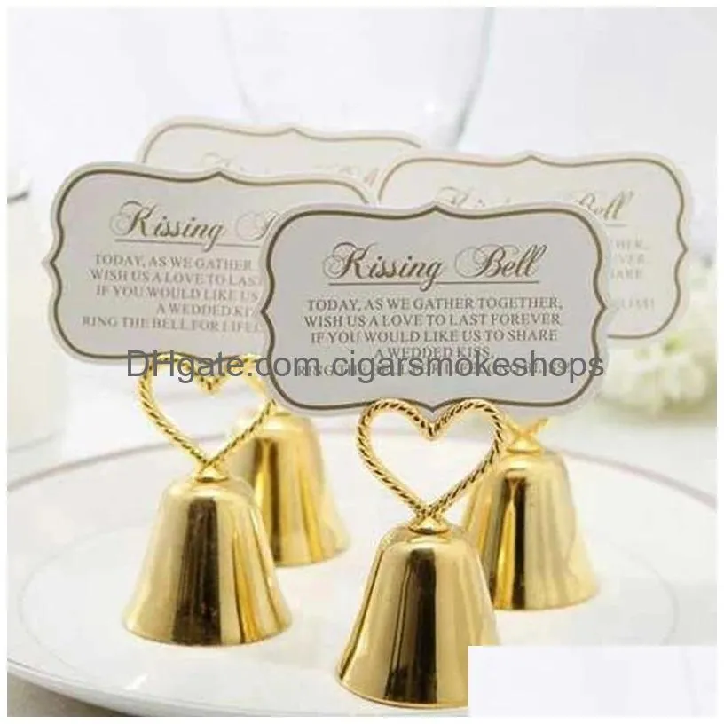 Other Event & Party Supplies Kissing Bell Sier Gold Place Card Holder/Po Holder Wedding Table Decoration Drop Delivery Home Garden Fes Dhy16