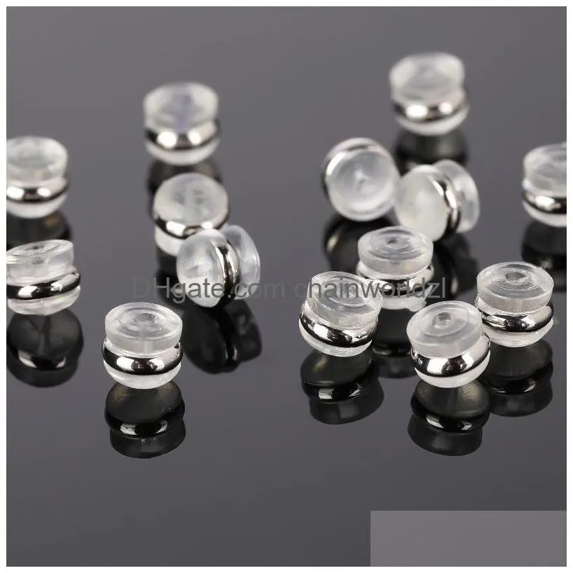 Earring Back 50Pcs/Bag Round Sile Earplugs Stud Backs Support Plug Earrings Jewelry Accessories Drop Delivery Findings Components Dhpbn