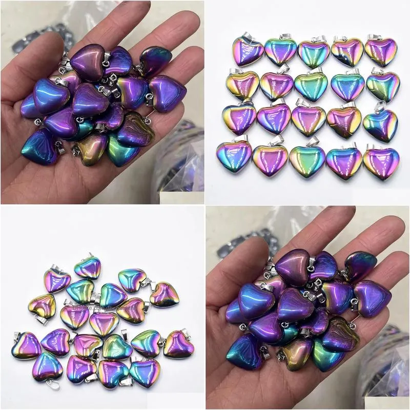 Charms Love Heart Stone Pendants 20Mm Wholesale 20/Lot Natural Colorf For Diy Jewelry Making Women Gift Drop Delivery Finding Dhgarden Dhgih