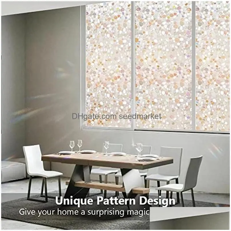 window stickers 5m film clings stained decorative for glass static door covering decals pebble pattern