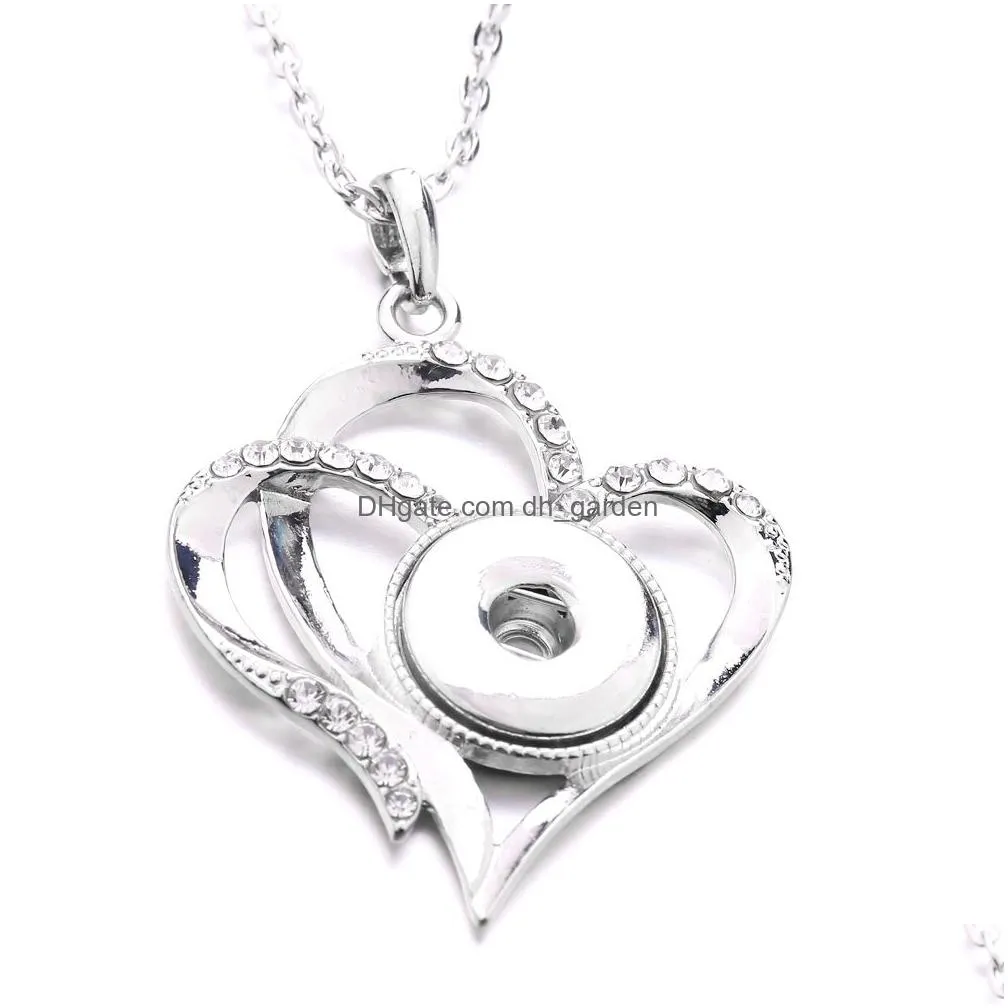 Pendant Necklaces New Snap Button Necklace Fit 18Mm Metal Buttons Jewelry Rhinestone Flower Heart Round Drop Delivery Pendant Dhgarden Dh7Ns